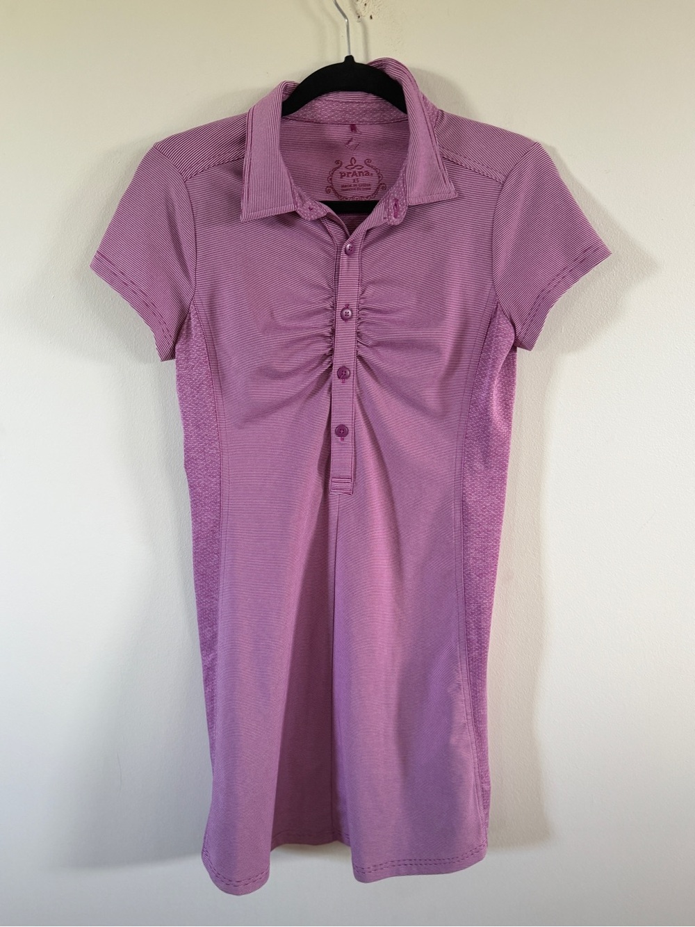 Prana Lilac Polo Dress with Ruched Front XS